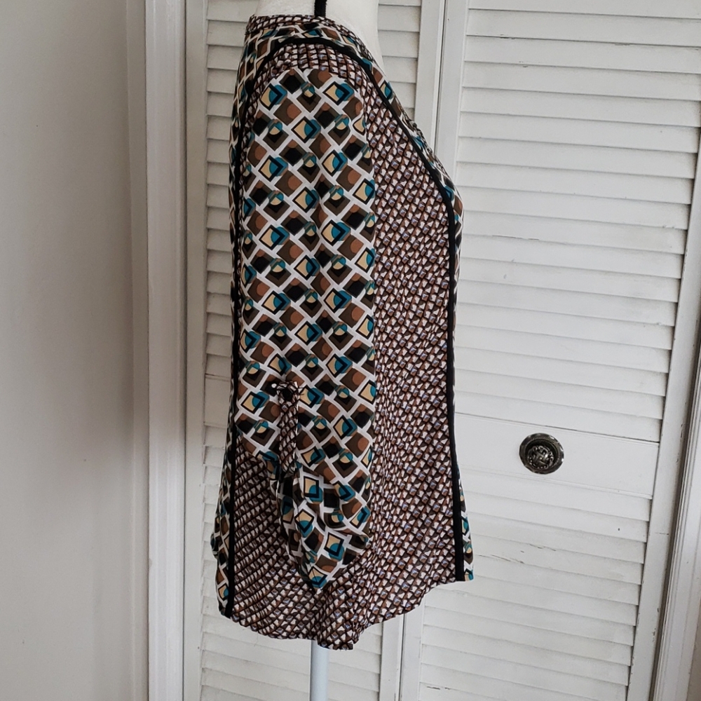 Geometric Multi-Color & Design Tunic Blouse, Large - image 4